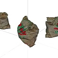 Three Crumpled Paper Bags With Red Green Patterns For Household Use