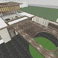 Modern Sales Office Building With Grand Entrance Canopy Surrounding High Rise Buildings And Paved Ground