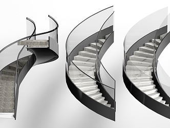 modern revolving stair indoor stair handrail stair 3d model