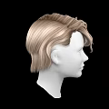 White Mannequin Head Showcasing Blonde Layered Short Hairstyle Design