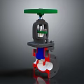 Industrial Valve With Green Handwheel Black Body Blue Red Components And Flange Connection