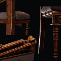 Vintage Style Leisure Chairs With Carved Wooden Frame And Beige Upholstery