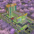 Modern Hospital Architecture Hospital Night View Bird's Eye View Hospital Lighting Building Night View Building Hospital Appearance Ambulance 3d model