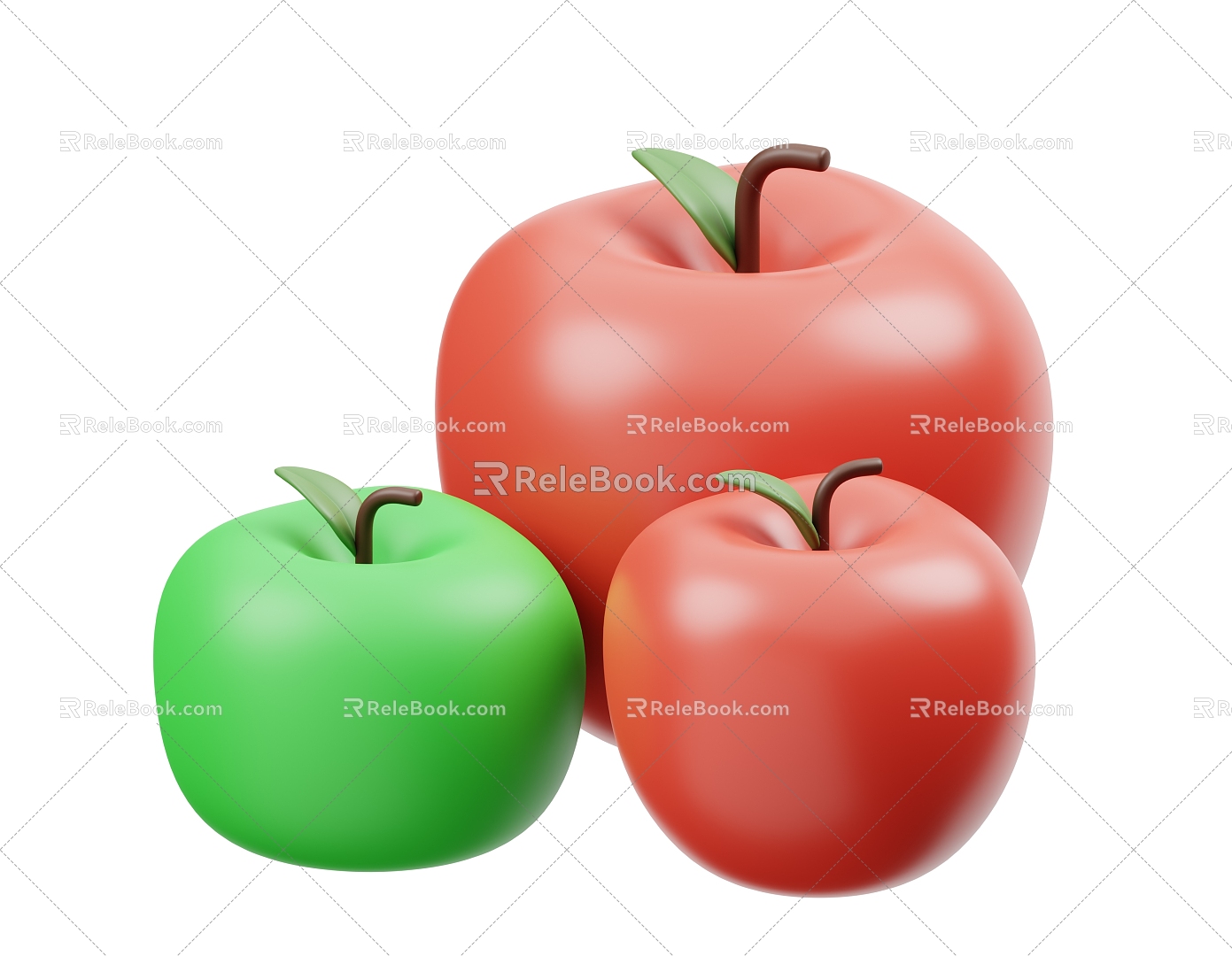 Apple Red Apple Green Apple 3d model