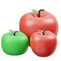 Apple Red Apple Green Apple 3d model