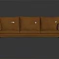 Modern Orange Leather Three Seater Sofa With Metal Legs And Simple Design