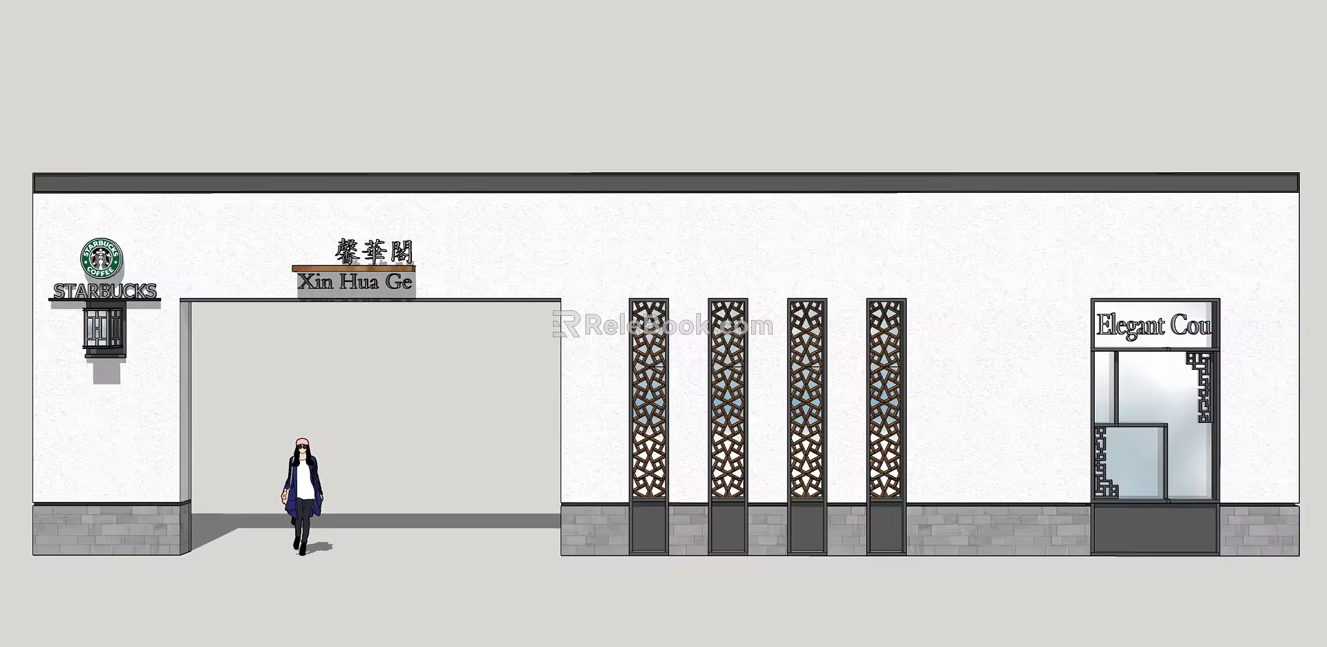 New Chinese Style Door View Wall 3d model