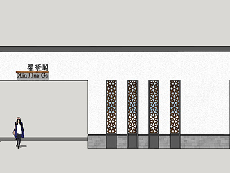 New Chinese Style Door View Wall 3d model