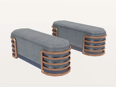 Modern Gray Sofa Bench With Brass Frame And Upholstered Seat Design 3d model