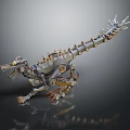 Mechanical Dinosaur Character With Metal Skeleton Gears And Mechanical Parts Design