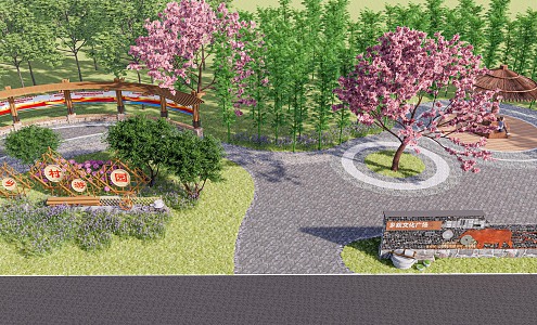 New Chinese Park Rural Cultural Landscape Garden Rural Park 3d model