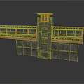 Industrial Dam Structure With Gray Concrete Walls Orange Metal Framework And Yellow Top Unit