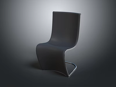 Stylish Modern Black Leisure Chair With Curved Backrest And Sleek Metal Legs 3d model