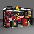 HI-TIGER Brand Exhibition Booth With Black Red Design Products On Shelves And Tire Decoration