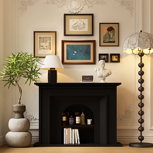 Cream Style Fireplace French Fireplace French Fireplace 3d model