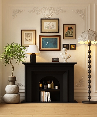 Cream Style Fireplace French Fireplace French Fireplace 3d model