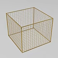 Gold Square Wire Mesh Storage Basket With Open Grid Design For Home Organization