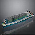 Container Ship With Stacked Containers Blue And White Hull For Cargo Transportation