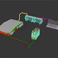 Technical Device Components With White Panel Red Base Machine Unit Blue Containers And Pipes