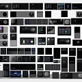 Various Modern Smart Switch Panels With Sleek Black And Gray Designs And Digital Displays