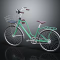 Stylish Light Green Bicycle With Front Basket Purple Seat And Rear Rack