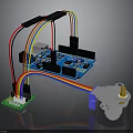 Colorful Wired Electronic Components With Integrated Circuit Board And Motor Actuator
