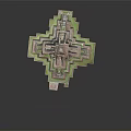Ancient Architecture Model With Symmetrical Layout Intricate Stone Structures And Multi Level Platforms