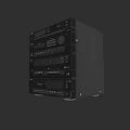 Black Stacked Audio System With Multiple Components And Control Panels For Home Use 3d model