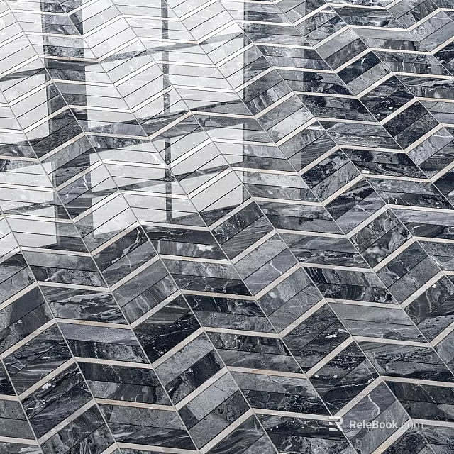 Modern Geometric Structural Components With Hexagonal Reflective Surfaces And Chevron Pattern 3d model 