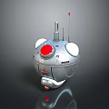 Silver Spherical Mechanical Equipment With Red Dome White Circular Components Antennas And Red Star