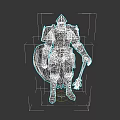 Man in Medieval Armor Holding Shield and Mace Standing in Dark Background