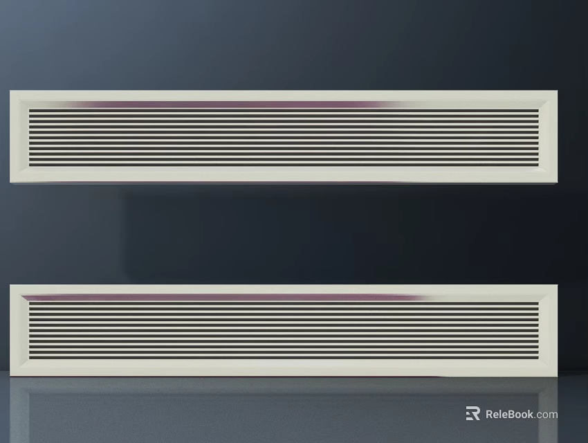 Two Light Colored Air Conditioner Fan Grilles With Horizontal Slats On Dark Background 3d model 
