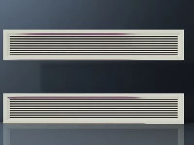 Two Light Colored Air Conditioner Fan Grilles With Horizontal Slats On Dark Background 3d model