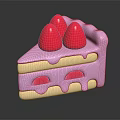Layered Cake with Pink Frosting and Red Strawberry Toppings Yellow and Pink Layers