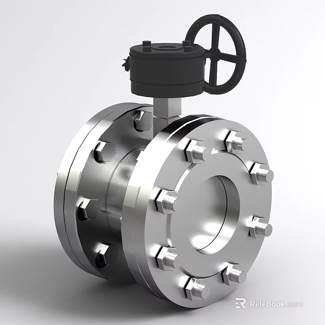 Heavy Duty Industrial Valve With Metal Material Flange Connection And Top Control Handle 3d model 