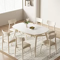 Modern Dining Table and Chair Combination White Dining Table 3d model
