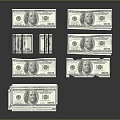 Realistic 100 Dollar Bill Decorative Ornament Set For Tabletop Home Decor Arrangement 3d model