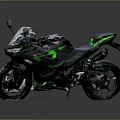 Sleek Sport Racing Motorcycle With Green Accents And Streamlined Black Body Design