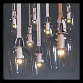 Modern Transparent Glass Chandeliers With White Leather Straps And Illuminated Bulbs