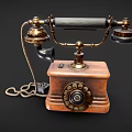 Classic Vintage Telephone With Rotary Dial Wooden Base And Metal Handset For Digital Collectors