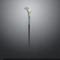 Ornate Walking Cane With Decorative Carved Handle And Metal Shaft