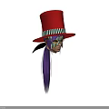 Mysterious Game Movie Character With Red Top Hat Colorful Mask And Long Purple Hair