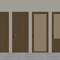 Interior Wooden Doors With Solid And Woven Panel Designs In Brown Tone 3d model