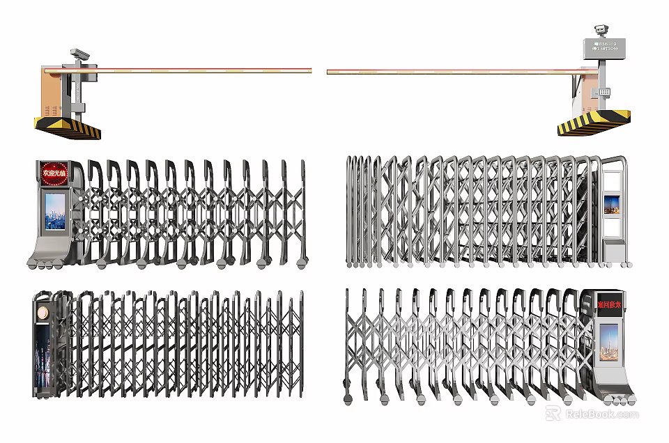 Electric Telescopic Metal Sliding Gates For Security And Modern Design Structure 3d model 