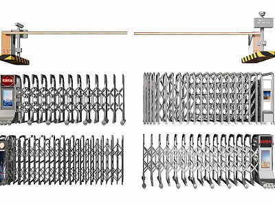 Electric Telescopic Metal Sliding Gates For Security And Modern Design Structure 3d model