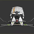 Futuristic White Drone With Yellow Accents Quadcopter Design Cockpit And Propellers