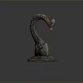 Vintage Bronze Decorative Sculpture With Curved Neck And Carved Base