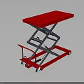 Red Portable Scissor Lift Table Cart With Black Frame And Wheels