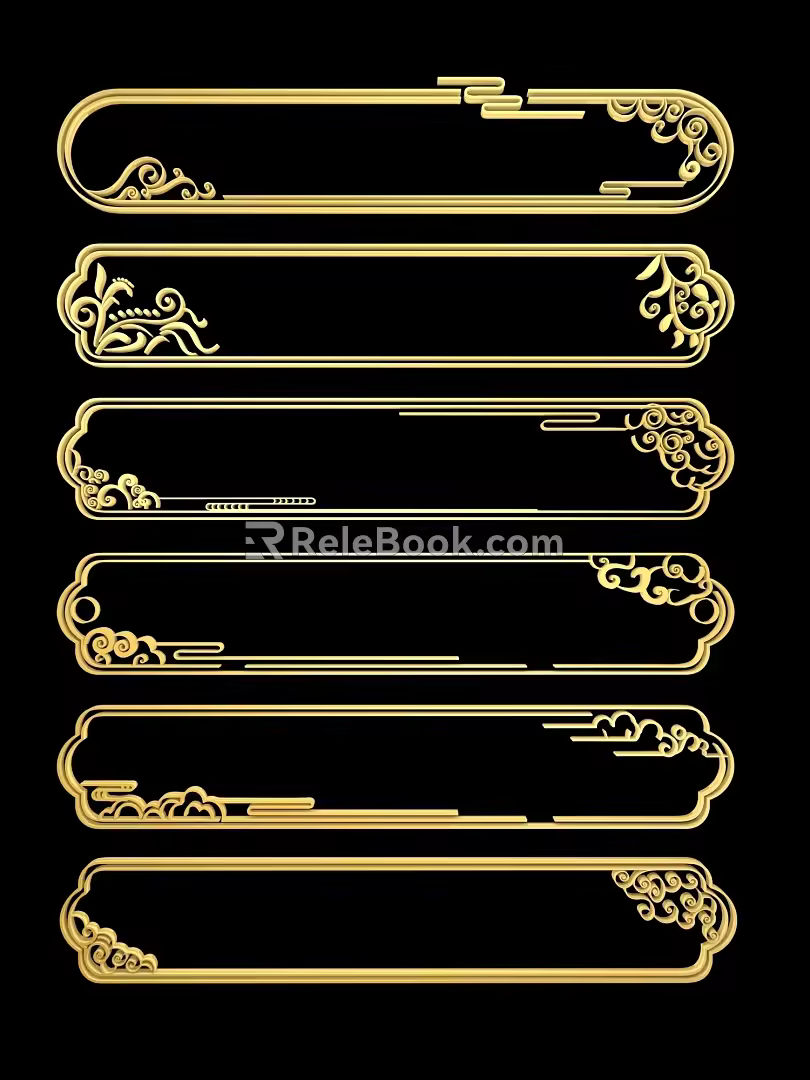 New Chinese-style Border Xiangyun Waves Traditional Linear Xiangyun Round Xiangyun Border Carved Border Festival 3d model