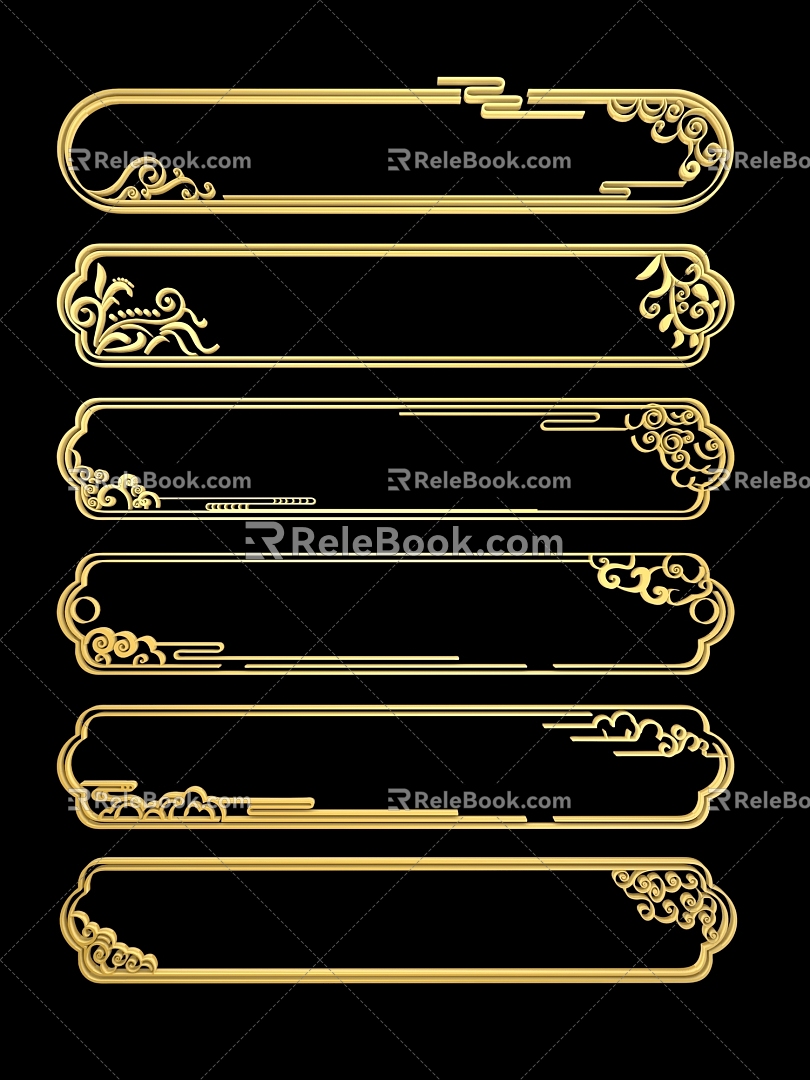 New Chinese-style Border Xiangyun Waves Traditional Linear Xiangyun Round Xiangyun Border Carved Border Festival 3d model